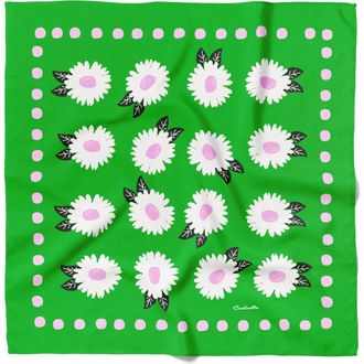 Centinelle White Flower Cotton Silk Bandana in Green at Nordstrom