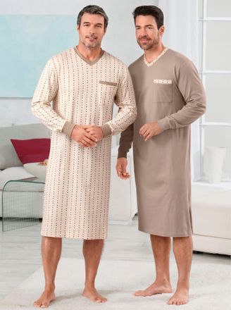 Kings Club Nachthemd KINGS CLUB Nachthemden, Damen, Gr. 44/46, Normalgr&ouml;ssen, braun (braun, beige, bedruckt), 100% Baumwolle, bedruckt, gemustert, Kleider Nachth