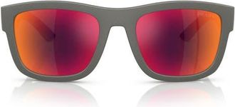 Prada 56mm Mirrored Pillow Sunglasses in Silver Grey /Brown Orange at Nordstrom