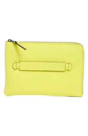 Longchamp Leather Card Case in Neon Yellow at Nordstrom Rack