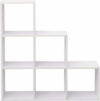 Mobili Rebecca Librería de escalera con 6 cubos de mdf blanca