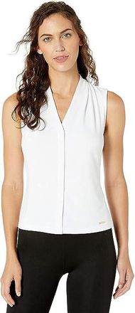 Calvin Klein Womens Solid Sleeveless V-Neck Cami (Petite and Standard) Womens Sweater White : X-Large, Polyester/Spandex