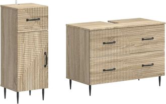 vidaXL Juego De Gabinete De Ba&ntilde;o De 2 Piezas Haarlem Roble Sonoma Vidaxl