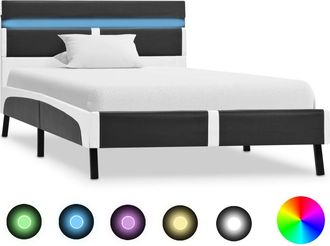 vidaXL Vidaxl - Estructura De Cama Con Led Sin Colch&oacute;n Cuero Gris 90x200 Cm