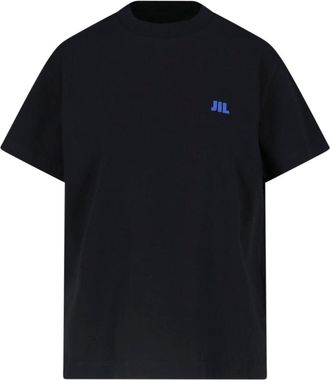 Jil Sander Black Crewneck Logo Cotton T-Shirt