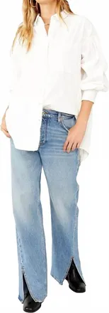 Free People Cool & Clean Button Down Solid Shirt In White Combo