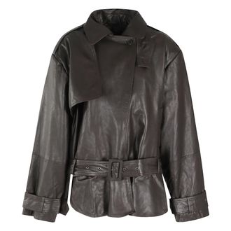 Rotate Biker Leather Jacket - female - ROTATE Birger Christensen - Leather Jackets - Brown - L - Jackets