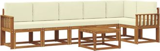 vidaXL Conjunto De Sof&aacute;s De Exterior 7 Uds. Natural Y Crema Vidaxl