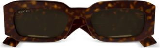 Gucci tortoiseshell-effect rectangular-frame sunglasses - Brown