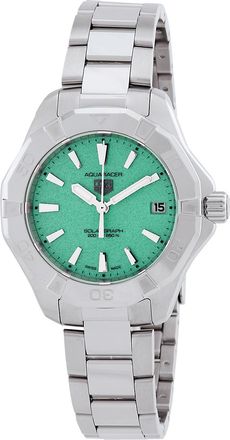 Tag Heuer Pre-owned Tag Heuer Aquaracer Quartz Green Dial Ladies Watch WBP1315.BA0005