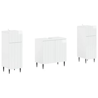 vidaXL Juego De Gabinete De Ba&ntilde;o De 2 Piezas Zwolle Blanco Brillante Vidaxl