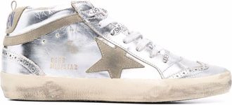 Golden Goose Metallic Leather Suede Mid-Top Sneakers