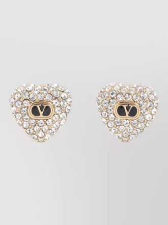 Valentino Garavani heart bronze earrings small crystal detail