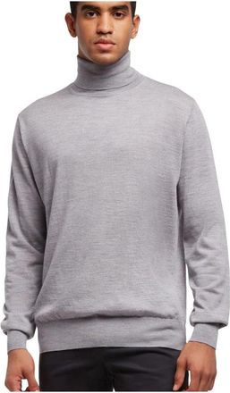 Brooks Brothers Merino wollen coltrui - Heren - Coltruien - Grijs - XL - Wol - Truien & Vesten