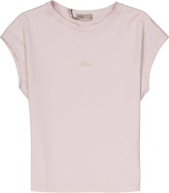 Herno Cotton T-shirt - Dames - T-shirts - Roze - M - Katoen - Tops