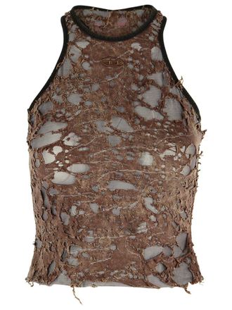 Diesel Brown Cotton Blend Tank Top