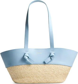 Altuzarra Knot Leather & Straw Basket Tote in Danube at Nordstrom