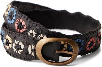 Free People Dreaming Whipstitch Leather Belt in Coastal at Nordstrom, Size X-Small