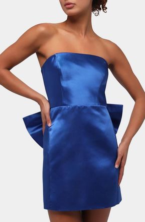 Lulu Castagnette Melody Bow Back Taffeta Mini Dress In Royal Blue