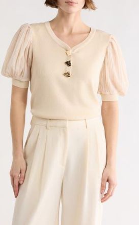 By Design Asta Puff Sleeve Sweater in Bitter Chocolate at Nordstrom Rack, Size X-Large