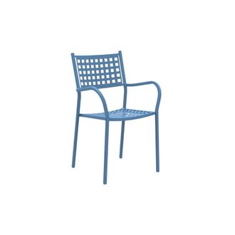 MondoViro Conjunto de 8 sillones de metal azul con reposabrazos 53x53 cm 85h