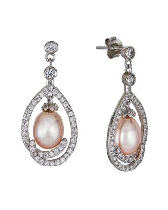 Belpearl Belpearl Silver 7-8Mm Pearl Cz Dangle Earrings