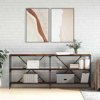 vidaXL Vidaxl - Mesa Consola Hierro Madera Ingenier&iacute;a Roble Ahumado 180x30x75cm