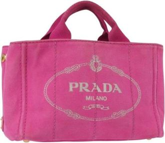 Prada Pre-owned Tote Bags, female, Pink, Size: ONE SIZE Pre-owned Canvas Tote Bag