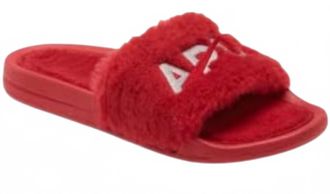 Athletic Propulsion Labs Womens Shearling Slide Sandal In Red/silver
