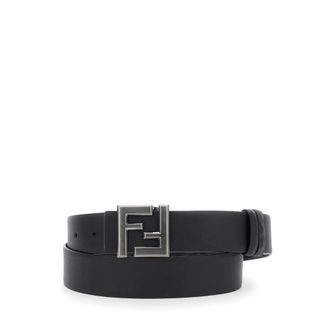 Fendi Squared FF Reversible Belt - male - Fendi - Belts - Black - 105 CM - Accessories