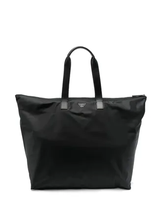 Emporio Armani logo-plaque tote bag - Black
