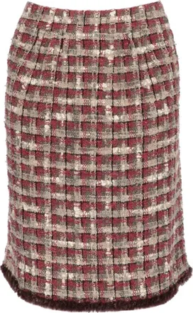 Chanel 2005 Multicolor Checked Boucle Skirt, Size Fr; 40 (Authentic Pre-Loved)