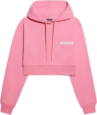 Jacquemus Womens Le Sweatshirt Court Pink Cropper Hoodie Cotton - Size Medium