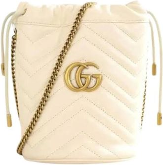 Gucci Pre-owned Bucket Bags, female, Beige, Size: ONE SIZE Pre-owned Seau GG Marmont Bucket Bag