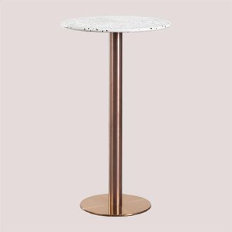 Sklum Mesa Alta De Bar Redonda En Terrazo (&oslash;60 Cm) Malibu Sklum Oro Rosa