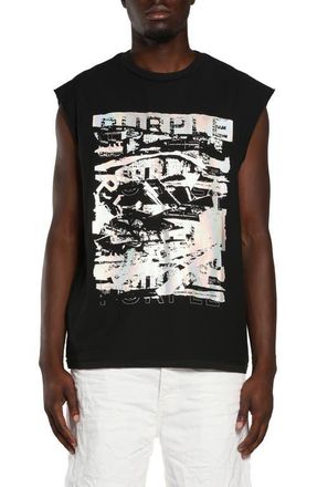 Purple Graphic Print Sleeveless Muscle T-Shirt in Black at Nordstrom, Size Xx-Large