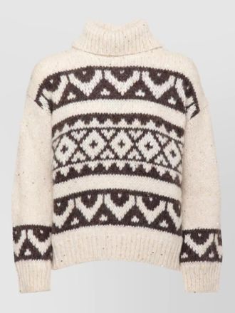 PESERICO alpaca-blend high-neck long-sleeve geometric-pattern sequin-embellished ribbed jumper