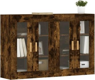 Berkfield Home Wall Mounted Cabinets 2 pcs Smoked Oak Engineered Wood in Brown