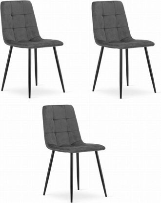 OEM Silla Kara - Terciopelo Gris Oscuro X 3
