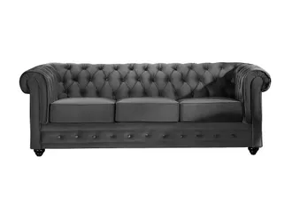 VENTE-UNIQUE.COM Sof&aacute; fijo terciopelo 3 plazas gris antracita 205x88cm
