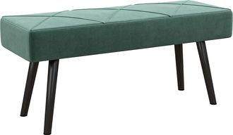 HOMCOM End of Bed Bench with X-Shape Design and Steel Legs - Upholstered Hallway Bench for Bedroom - Green | TJ Hughes Dark Grey