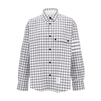 Thom Browne Casual Shirts, male, Gray, Size: L Oversized Cotton Shirt