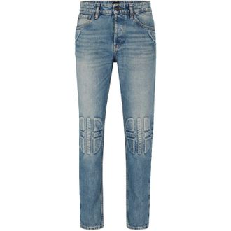 HUGO BOSS Mens Moto Slim Fit Jeans in Turquoise/Aqua - Size 36W/34L