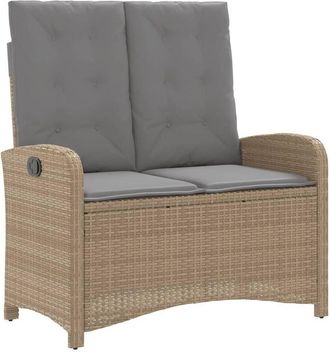 vidaXL Vidaxl - Sill&oacute;n Reclinable De Jard&iacute;n Con Cojines Rat&aacute;n Sint&eacute;tico Beige
