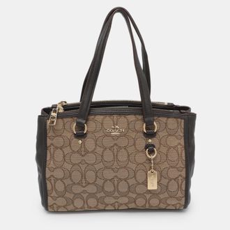 Coach Stanton Carryall Brown Signature Canvas And Leather Satchel