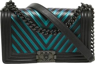 Chanel Pre-owned Leather chanel-bags - Dames - Vintage Schoudertas - Zwart - ONE Size - Tweed - Vintage