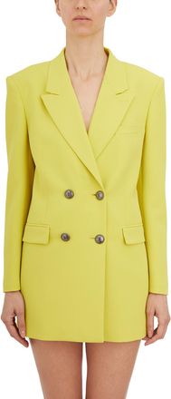 Elisabetta Franchi Womens Double-breasted Jacket With Peak Lapers - Lime Green - Size EU 40 (Womens)
