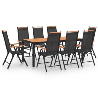 vidaXL Juego De Comedor De Jard&iacute;n 9 Piezas Aluminio Negro Vidaxl