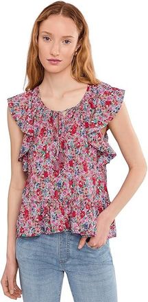 Liverpool L.A. Petite Flutter Sleeve Peplum Woven Top with Ties Womens Clothing Pink : PXL, Polyester