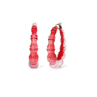 Gold & Honey Womens Bamboo Illusion Lucite Hoop Earrings In Watermelon